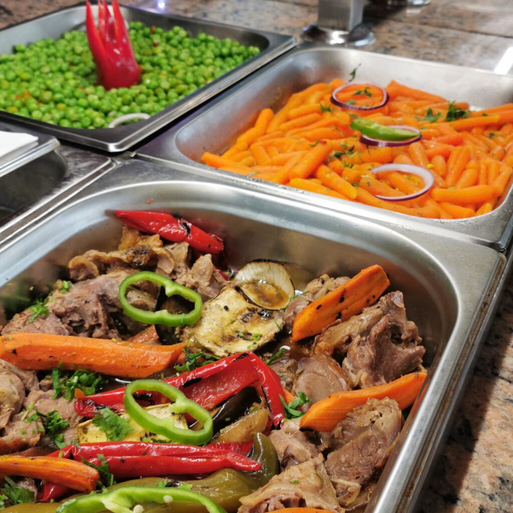 buffet, blok masa, hotel largo beach, sunny beach, food, lunch, dinner