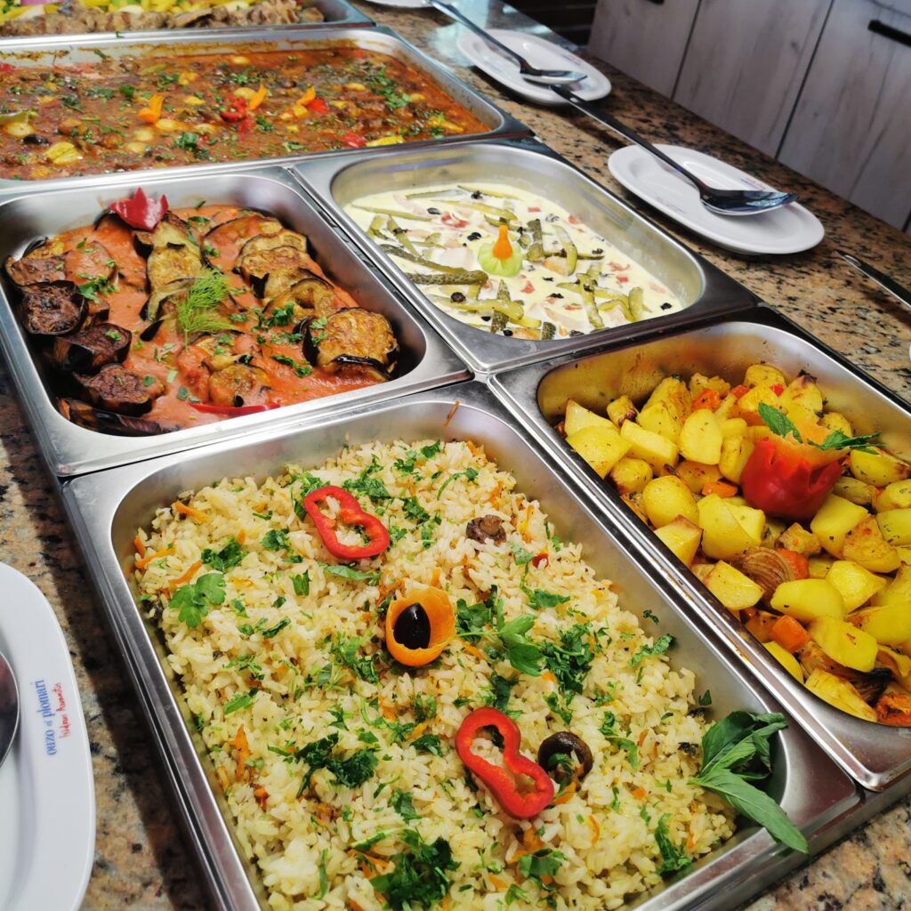 buffet, blok masa, hotel largo beach, sunny beach, food, lunch, dinner